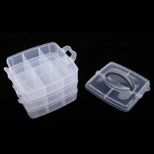 3-Tier 18 Sections Transparent Stackable Adjustable Compartment Slot Plastic Craft Storage Box